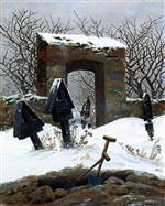 Caspar David Friedrich - Bilder Gemälde - Graveyard under Snow