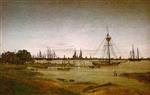 Caspar David Friedrich - paintings - Harbor by Moonlight