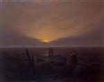 Caspar David Friedrich  - Bilder Gemälde - Moonrise by the Sea