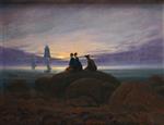 Caspar David Friedrich  - Bilder Gemälde - Moonrise over the Sea
