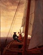 Caspar David Friedrich  - Bilder Gemälde - On a Sailing Ship