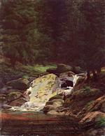 Caspar David Friedrich  - Bilder Gemälde - Pine Forest with Waterfall