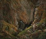 Caspar David Friedrich  - Bilder Gemälde - Rock Canyon in the Harz