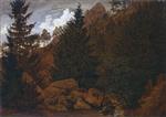Caspar David Friedrich  - Bilder Gemälde - Rocks in the Harz Mountains