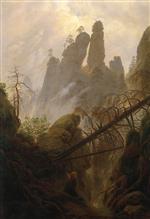 Caspar David Friedrich  - Bilder Gemälde - Rocky Landscape in the Elbsandsteingebirge
