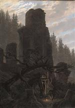 Caspar David Friedrich  - Bilder Gemälde - Ruins at Dusk
