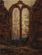 Caspar David Friedrich  - Bilder Gemälde - Ruins of the Oybin Monastery (The Dreamer)