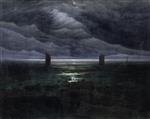 Caspar David Friedrich  - Bilder Gemälde - Sea Shore in Moonlight