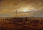 Caspar David Friedrich  - Bilder Gemälde - Seaside Moonlight