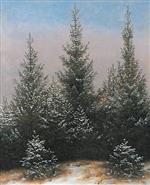 Caspar David Friedrich  - Bilder Gemälde - Spruce Thicket in the Snow