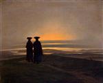 Caspar David Friedrich  - Bilder Gemälde - Sunset with 'Brothers'