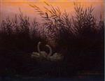Caspar David Friedrich  - Bilder Gemälde - Swans in the Reeds