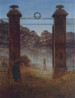 Caspar David Friedrich  - Bilder Gemälde - The Cemetery Entrance