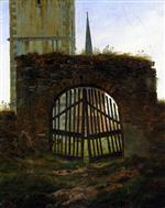 Caspar David Friedrich  - Bilder Gemälde - The Cemetery Gate