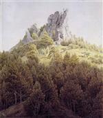 Caspar David Friedrich  - Bilder Gemälde - The Heldstein near Rathen on the Elbe