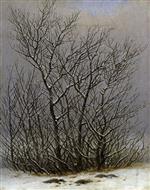 Caspar David Friedrich  - Bilder Gemälde - Trees and Shrubs under the Snow