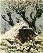 Caspar David Friedrich  - Bilder Gemälde - Verschneite Hütte