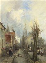Johan Barthold Jongkind - Bilder Gemälde - A Canal in Delft