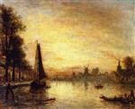 Johan Barthold Jongkind - Bilder Gemälde - Boats at the Quay, Holland