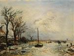 Johan Barthold Jongkind - Bilder Gemälde - Coast Scene with Windmills