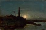Johan Barthold Jongkind - Bilder Gemälde - Edge of the Seine in the Moonlight