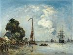 Johan Barthold Jongkind - Bilder Gemälde - Fishing on the Estuary