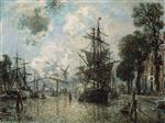 Johan Barthold Jongkind - Bilder Gemälde - Harbor Scene in Holland