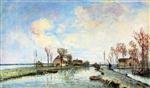 Johan Barthold Jongkind  - Bilder Gemälde - Landscape of Holland