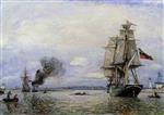 Johan Barthold Jongkind  - Bilder Gemälde - Leaving the Port of Honfleur