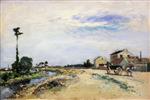 Johan Barthold Jongkind  - Bilder Gemälde - Little channel along the Seine at Meudon