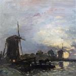 Johan Barthold Jongkind  - Bilder Gemälde - Moonlight on the Canal