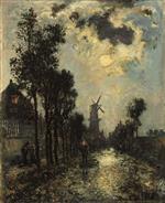 Johan Barthold Jongkind  - Bilder Gemälde - Night Scene, Rotterdam