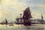 Johan Barthold Jongkind  - Bilder Gemälde - Sailing Ships at Honfleur