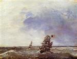 Johan Barthold Jongkind  - Bilder Gemälde - Ships at Sea