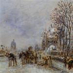 Johan Barthold Jongkind  - Bilder Gemälde - Snow on the Boulevard des Invalides