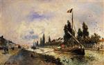Johan Barthold Jongkind  - Bilder Gemälde - The Barge on the Canal near Paris