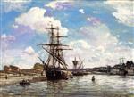 Johan Barthold Jongkind  - Bilder Gemälde - The Harbor at Honfleur