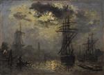 Johan Barthold Jongkind  - Bilder Gemälde - Windmills near Rotterdam