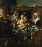 Jacob Jordaens - Bilder Gemälde - As the Old Sang, so the Young Pipe