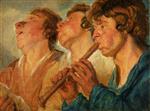 Jacob Jordaens - Bilder Gemälde - Drei Straßenmusikanten