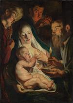 Jacob Jordaens  - Bilder Gemälde - The Holy Family with Shepherds