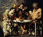 Jacob Jordaens  - Bilder Gemälde - The Satyr and the Peasant