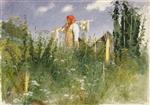 Iwan Nikolajewitsch Kramskoi - Bilder Gemälde - Girl with Washed Linen on the Yoke