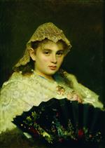 Iwan Nikolajewitsch Kramskoi  - Bilder Gemälde - Portrait of Olga Raftonpulo