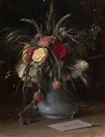 Iwan Nikolajewitsch Kramskoi  - Bilder Gemälde - Vase of Flowers and a Visiting Card