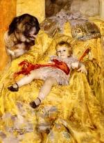 Anders Zorn - paintings - A Portrait of Christian De Falbe with a Saint Bernard at Luton Hoo