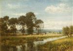 Benjamin Williams Leader - Bilder Gemälde - A River with Figures in a Punt