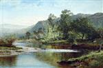 Benjamin Williams Leader  - Bilder Gemälde - River Running into Derwentwater, Cumbria