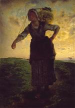 Jean Francois Millet - Bilder Gemälde - A Norman Milkmaid at Greville