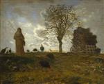 Jean Francois Millet - Bilder Gemälde - Autumn Landscape with a Flock of Turkeys